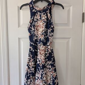 Macy's Navy and Pink Floral Dress
